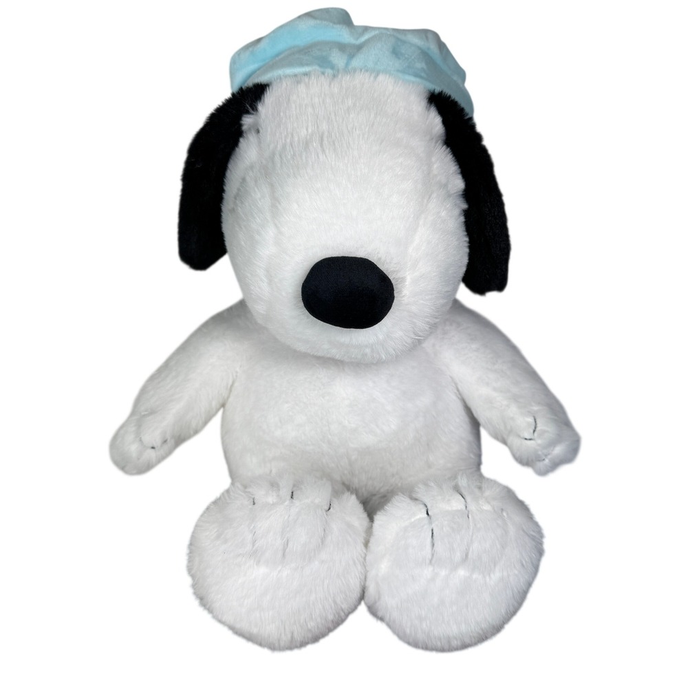 Snoopy Peanuts Plush Stuffed Animal‎ Blue Nightcap Sleepy Beagle 12 Inch